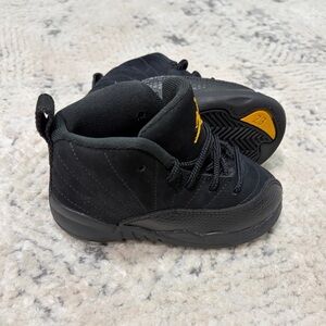 Nike Air Jordan 12 Retro Black Taxi Infant Toddler Lifestyle Shoes Size 7C Suede